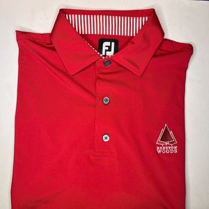 FootJoy FJ Men's Golf Polo Shirt Red Bretton Woods Club Size Large